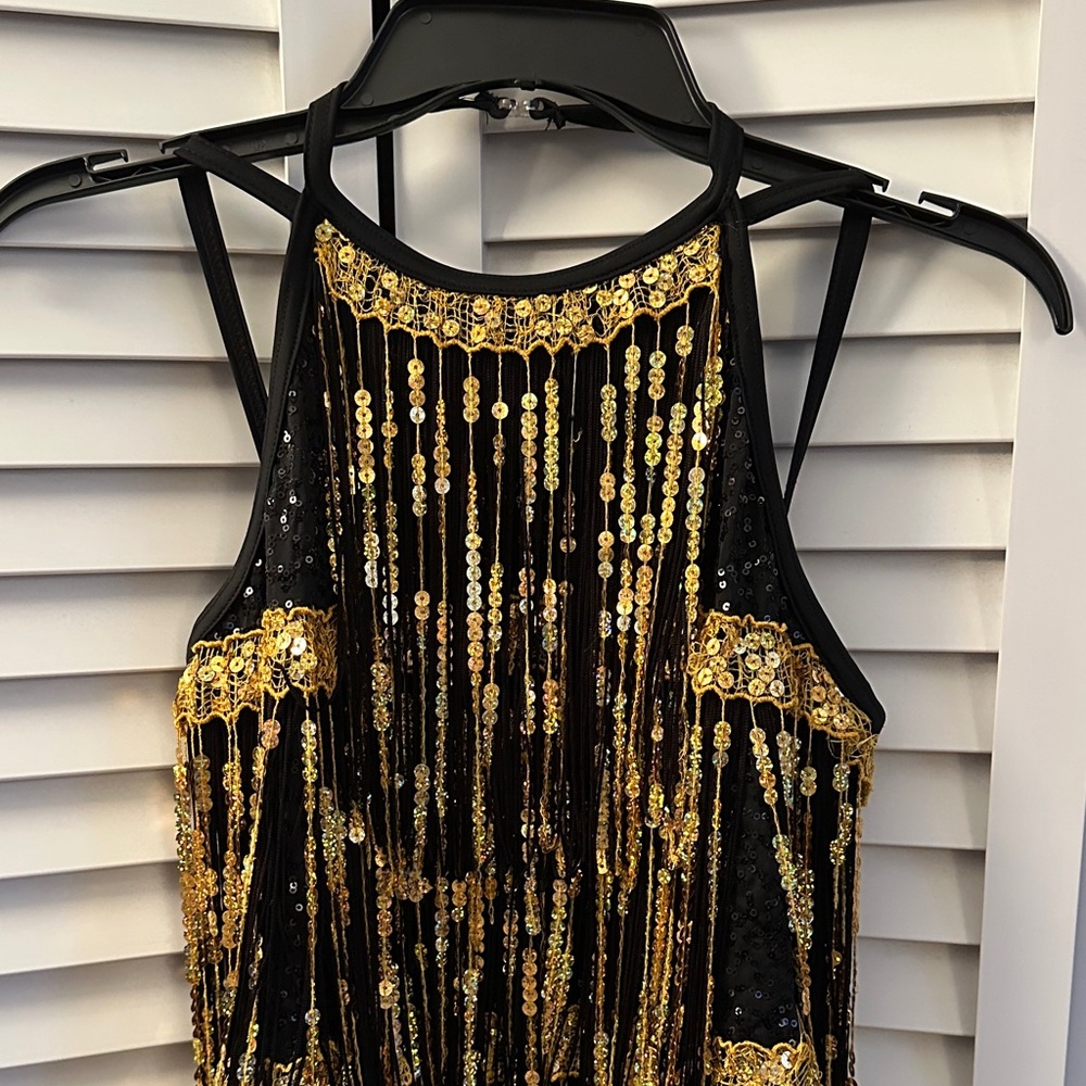 Weissman Black And Gold Sequin Dance Costume - image 2